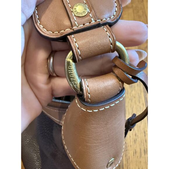 Ghurka Shoulder Bag Womens Brown Leather Pebbled Purse Brass Hardware Handbag - Picture 10 of 10